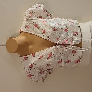 Shein eyelet lace wrap blouse size small